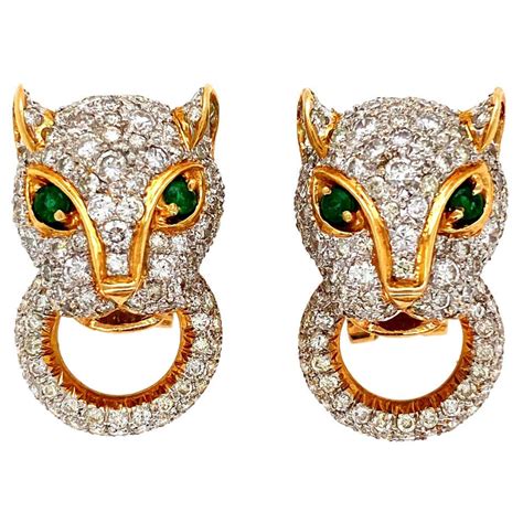 panthère de cartier earrings|diamond panther earrings.